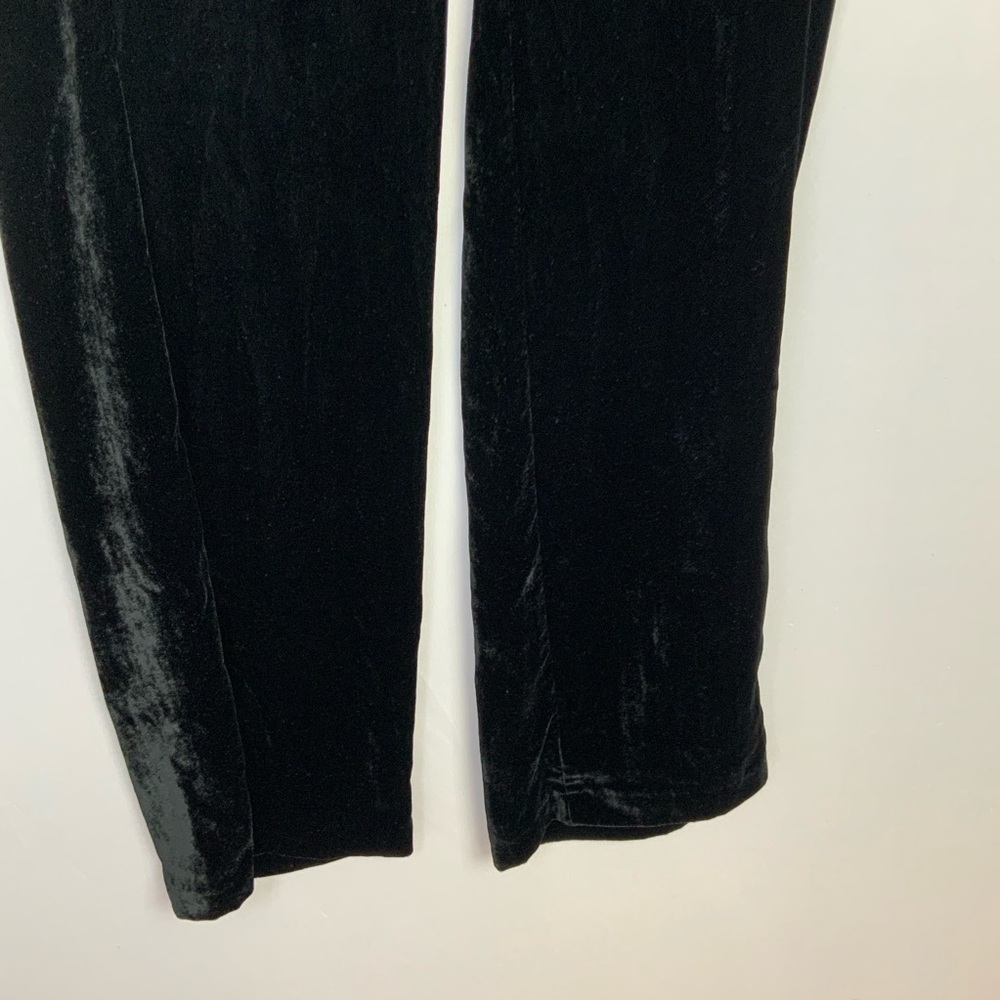 ZARA Sz XS Black Straight Leg Velvet High Waist Trousers Pants READ - Picture 3 of 7